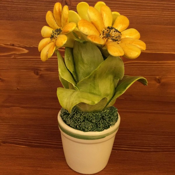 Vase mit Blume 3 Gelbe Gänseblümchen