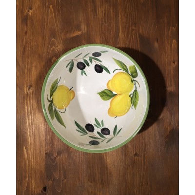 Ciotola Sfera Limone Olive interno dipinto, esterno rilievo