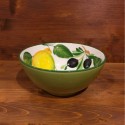 Ciotola tonda decoro interno Limoni Olive esterno fascia verde