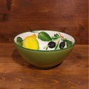 Round bowl with internal decoration Lemons Olive outside green band