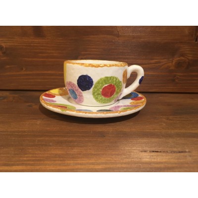 Cappuccino or Tea Cup with Saucer Rustic Rims