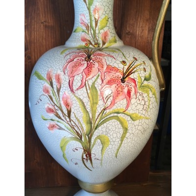 Pink Flower Venetian Lacquered Amphora