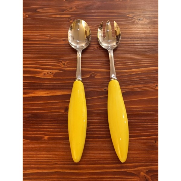Yellow Stainless Steel and Ceramic Salad Couple