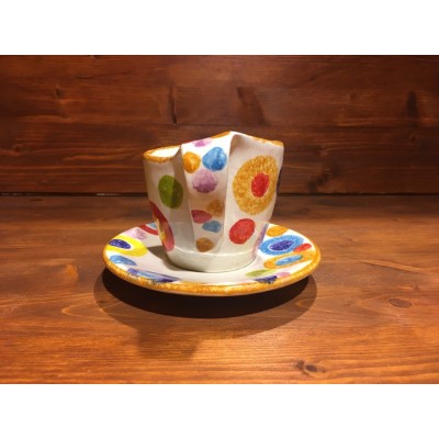 Cappuccino or Tea Cup with Saucer Rustic Rims