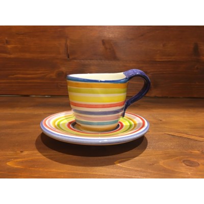Cappuccino or Tea Cup decorated with lines.