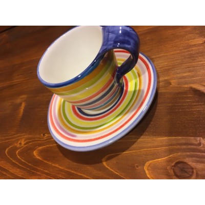 Rustic Espresso Cup decorated with stripes