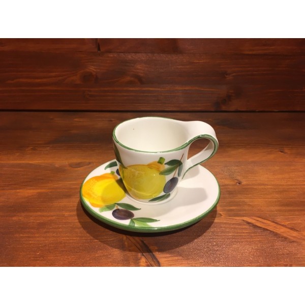 Kaffeetasse Espresso mit Zitronen Oliven Dekoration