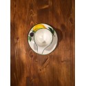 Rustic Espresso Cup decorated with Lemons and Olives
