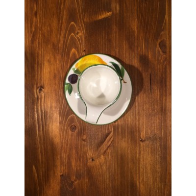 Kaffeetasse Espresso mit Zitronen Oliven Dekoration