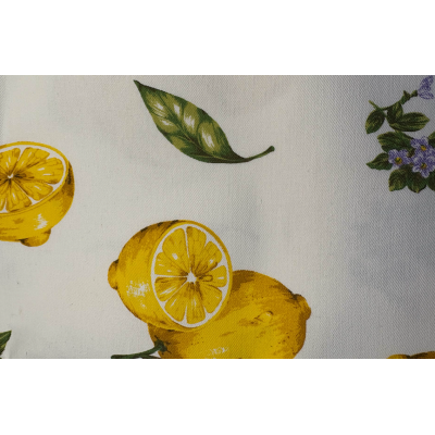 Baumwolltischdecke Zitronen und lila Blumen Baumwolltischdecke Zitronen und lila Blumen