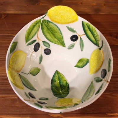 Bowl Cone Lemons Olives Relief