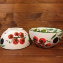Olive Sphere Tomato Bowl inside painted, outside relief