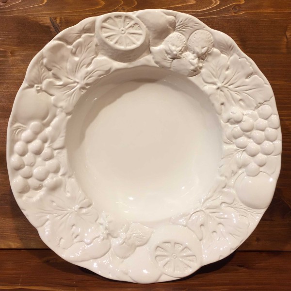White Relief Fruit Round Plate