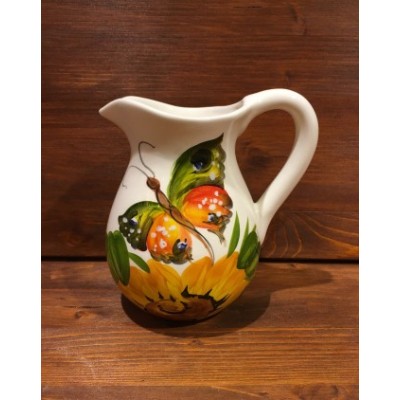 Pitcher with Sunflower and Butterfly decoration