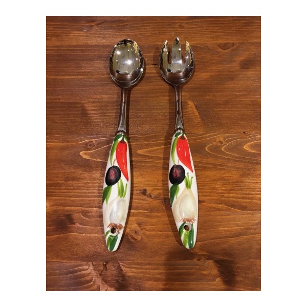 Couple Salad Garlic Chilli Olive Stainless Steel and Ceramic